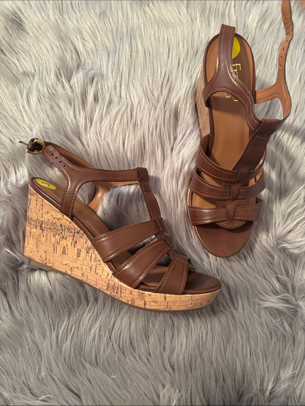 Franco Sorto Women’s Brown Cork Wedge Sandals